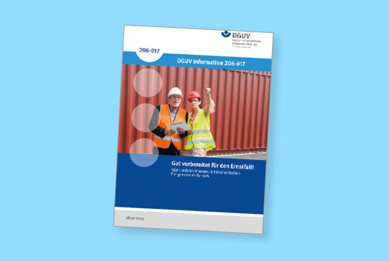 Titelseite der Broschüre Gut vorbereitet für den Ernstfall der DGUV